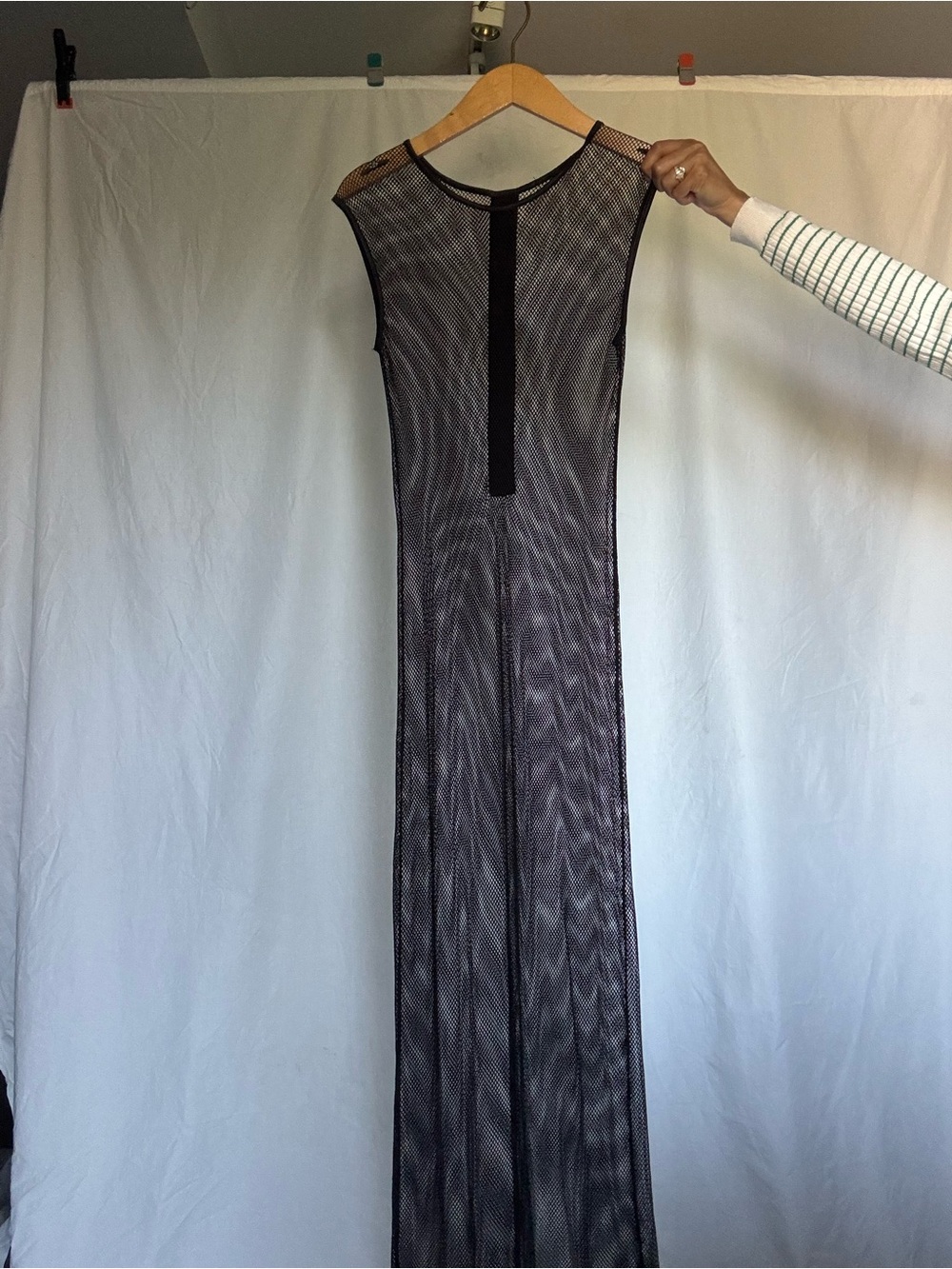 Sleeveless Black Mesh Maxi Dress
